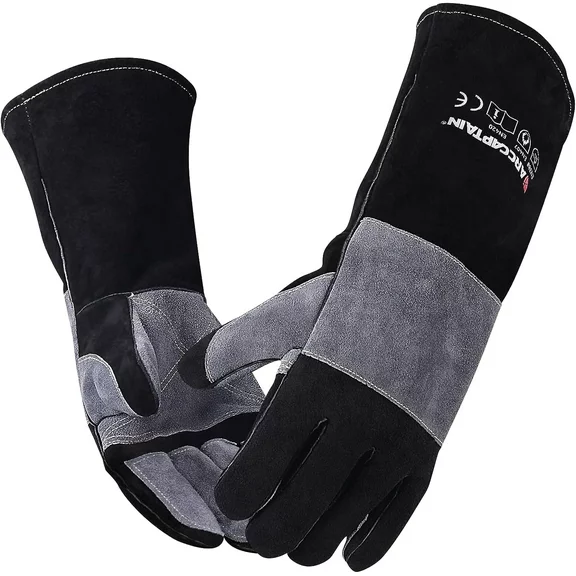 ARCCAPTAIN Welding Gloves 932 Heat/Fire Resistant 16 inches Gloves with Fireproof Stitching for Stick, Mig, Forge, BBQ, Grill, Fireplace, Baking, Stove Working Protection