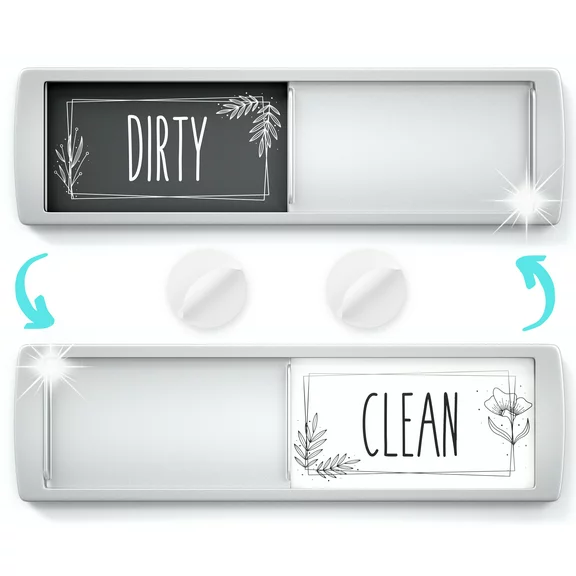 Assured Signs Dishwasher Magnet Clean Dirty Sign for Kitchen - White and Grey Acrylic - Made with Strong Refrigerator Magnets