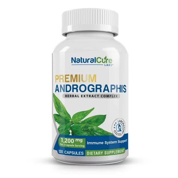 Natural Cure Labs Premium Andrographis Extract 1,200mg (100mg Andrographolides), 120 Capsules