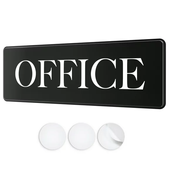 Assured Signs Office Sign for Door or Wall | 9 by 3" | Black Acrylic | Includes Adhesives