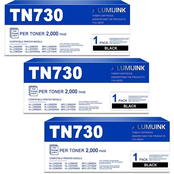 TN730 Toner Cartridge Compatible for Brother TN730 TN-730 MFC-L2710DW MFC-L2750DW HL-L2350DW HL-L2370DW HL-L2395DW HL-L2390DW DCP-L2550DW Printer (Black,3 Pack)