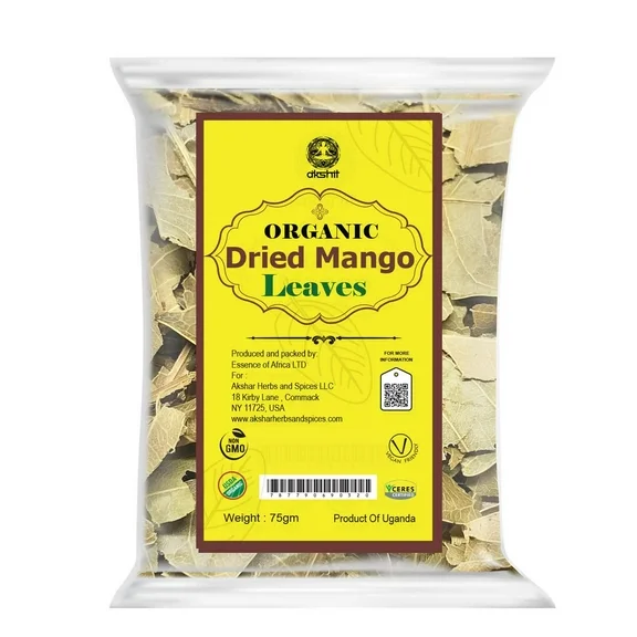 Akshit Organic Dried  Mango Leaves, 100% Pure Mango Leaves, Natural Mango Loose Leaf Tea, 2.6oz.