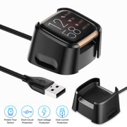 TSV Replacement Charger Fit for Fitbit Versa 2, Charger Dock Cable, USB Charging Station Dock with Function of Against Overcharge, 3.2Ft Charging Cable, Smart Watch Charger, Black