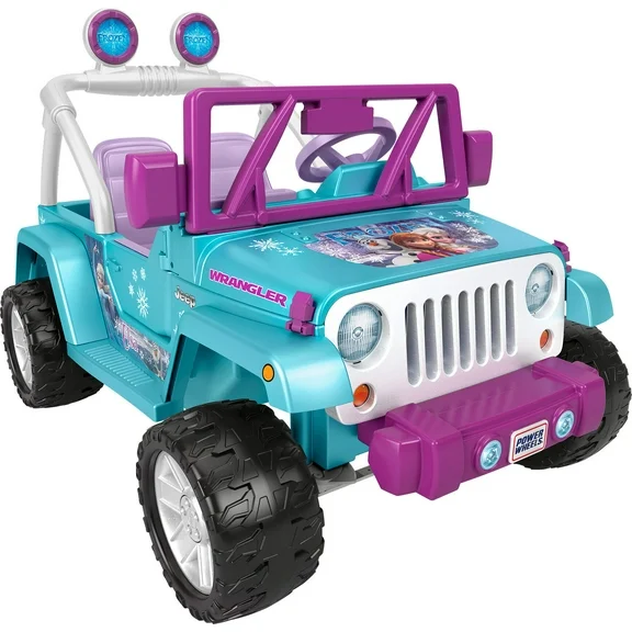 12V Power Wheels Disney Frozen Jeep Wrangler Battery-Powered Ride-On Toy Vehicle for Child Ages 3-7