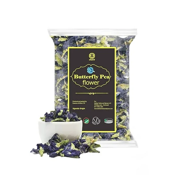 Akshit Dried  Butterfly Pea Flowers, 100% Organic Butterfly Pea Flower Tea, 1.2oz, Caffeine Free, Herbal Blue Tea,