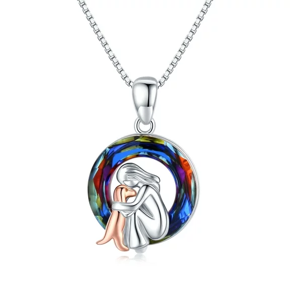 Midir&Etain Women's Dog Necklace 925 Sterling Silver Dog Pendant Necklace with Crystal Pet Pendant Gift Pet Lover Jewelry Commemorative Gift for Women's Mom Wife Girl Daughter