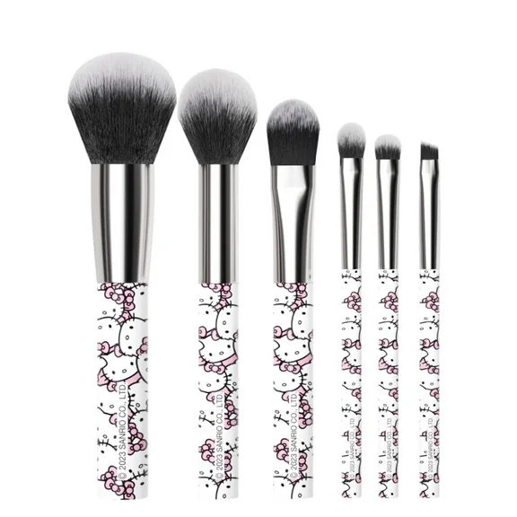 Impressions Vanity All Over Hello Kitty Print 6 Pcs Makeup Brush Set, Super Cute Soft Brushes