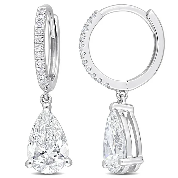 Created Forever Women's 2-1/10CT T.W. Lab-Created Diamond 14kt White Gold Diamond Drop Huggie Earrings