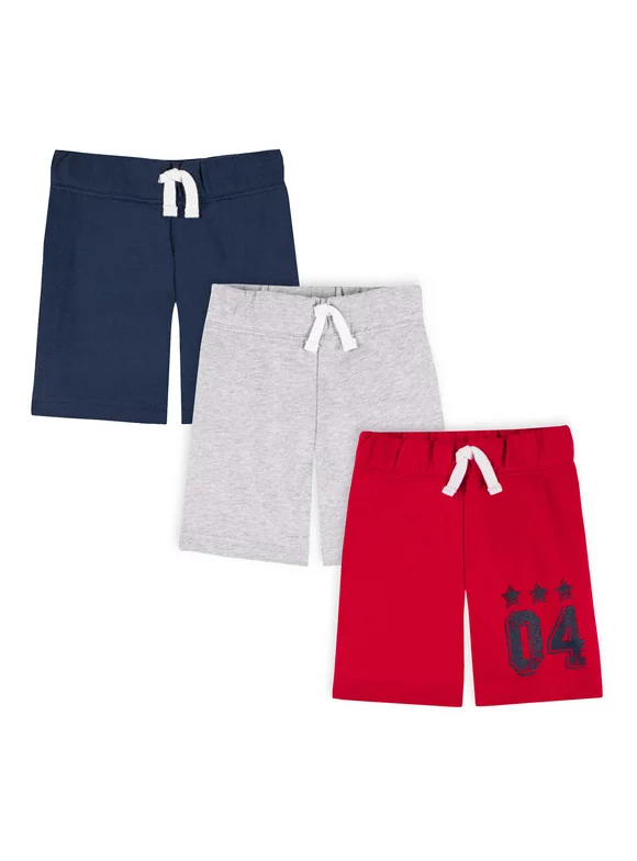 Little Star Organic Toddler Boy 3 Pk Pull-On Athletic Shorts, Size 12 Months-5T