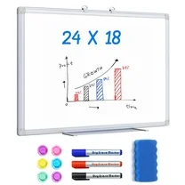 Maxtek Magnetic Whiteboard 24×18 White Board Dry Erase Wall Mounted, Calendar&Bulletin Board for Office Home School, Aluminum Frame
