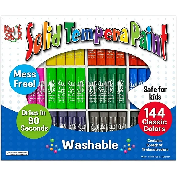 "The Pencil Grip Kwik Stix Tempera Paints, Tempera Paint Pens, Super Quick Drying, 144 Assorted Classic Colors, Class Set- TPG-644 "