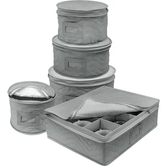 Sorbus Dinnerware Storage 5-Piece Set for Protecting or Transporting China Plates, Cups, and Dishes