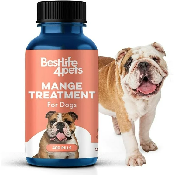 BestLife4Pets Demodectic Mange Relief for Dogs - All-Natural Coat and Itch Relief for Canine Mange, Scabies and Dandruff - Easy-to-Use Pills