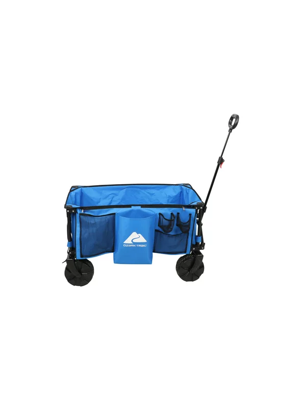 Ozark Trail Camping All-terrain Folding Wagon with Oversized Wheels, Blue