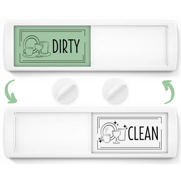 Assured Signs Dishwasher Magnet Clean Dirty Sign for Kitchen - White and Green Acrylic - Made with Strong Refrigerator Magnets