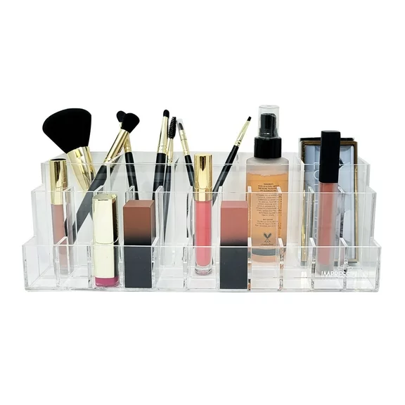 Impressions Vanity Acrylic Brush and Lipstick Transparent Organizer Tray for  Cosmetics Organizer (Crystal)