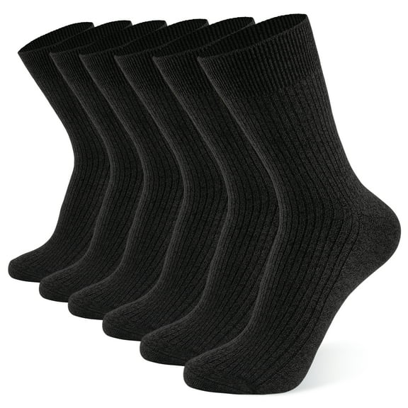 INNERSY Womens Socks Cotton Athletic Breathable Soft Calf Socks 6 Pairs (S, Black)