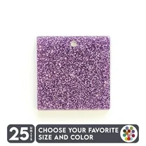 25 Units Acrylic Square Blanks with Hole 1/8" Thick – Glitter Colors – (Size 1") Made in USA