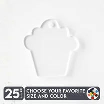 25 Units Acrylic Keychains Cupcake 1/8" Thick – Clear or Solid Color – (Size 2.5") Made in USA