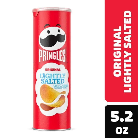 Pringles Lightly Salted Original Potato Crisps Chips, Lunch Snacks, 5.2 oz
