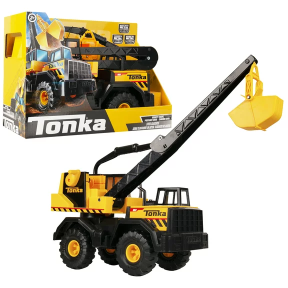 Tonka Steel Classics Mighty Crane, 23" High, Kids Construction Toy for Boys and Girls, Interactive Toy Vehicle for Creative & Realistic Play, Great Gift, Ages 3 