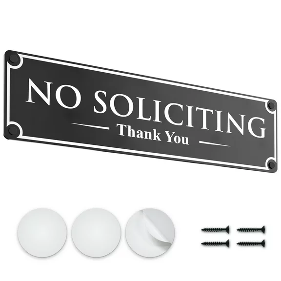 Assured Signs No Soliciting Sign for Residence | 2.2 x 8.25" | Black and White | Acrylic