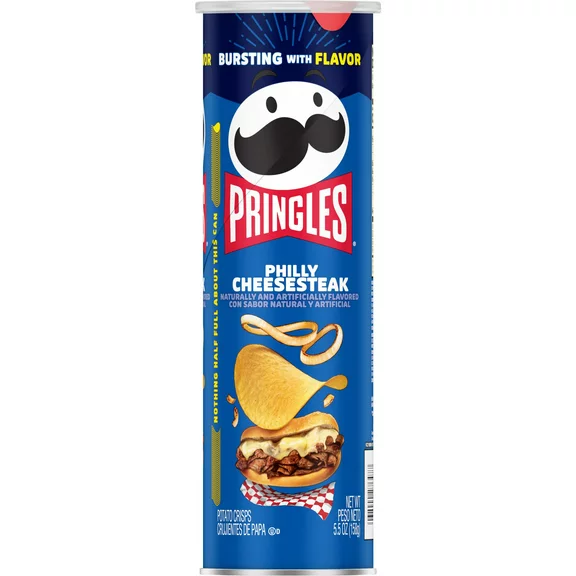 Pringles Philly Cheesesteak Potato Crisps Chips, Lunch Snacks, 5.5 oz