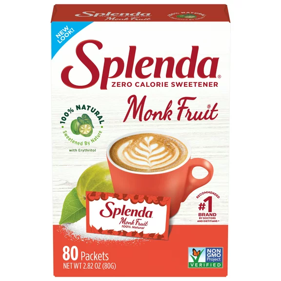 Splenda Naturals, Monk Fruit, Zero Calorie Sweetener, 5.6 oz (80 Packets)