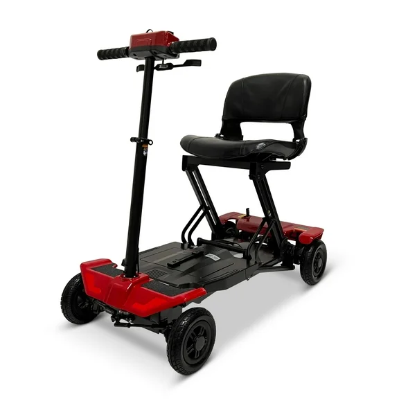 Comfygo MS-4000 4-Wheel Mobility Electric Scooter for Adults - Foldable Power Mobile Wheelchair, Compact Duty for Travel with Long Range Extended Battery (Red)