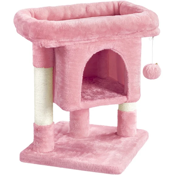 Topeakmart 23.5'' 2-Level Cat Tree Condo Cat Climbing Scratching Tower, Pink