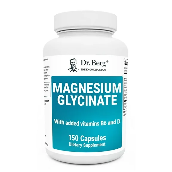 Dr. Berg Magnesium Glycinate 400 mg - Chelated Magnesium Glycinate Capsules, 150 Ct