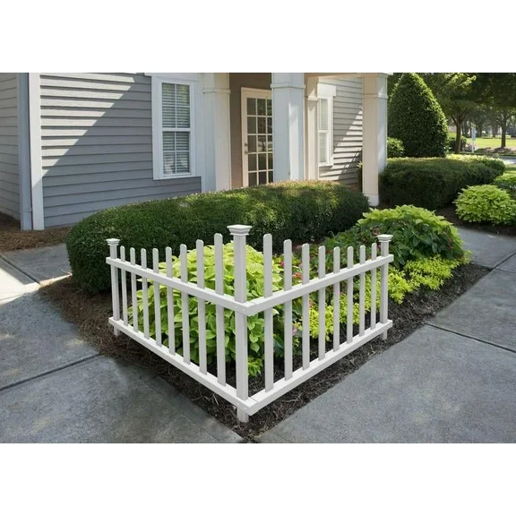 No-Dig Ashley Corner White Picket Accent Panel Kit (42in x 30in)