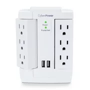 CyberPower CSP600WSURC2 6-Outlet Swivel Professional Surge Protector Wall Tap With 2 USB Ports