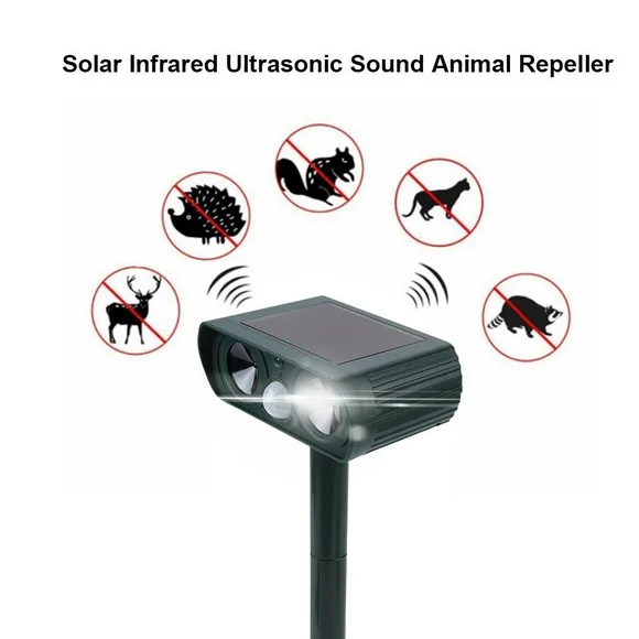 LHCER Solar Infrared Burst Ultrasonic Sound Animal Repeller Drive Cat Dog Outdoor for Garden Farm Use,Animal Defender,Intruder Alarm