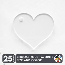 25 Units Acrylic Keychains Heart Right Hole 1/8" Thick – Clear or Solid Color – (Size 2.5") Made in USA