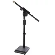 LyxPro KDS-1 Kick Drum Mic Stand, Low Profile Height Adjustable Microphone Boom Stand, Weighted Base, 3/8" and 5/8" threaded mounts for for Kick drums, Guitar Amps, and Desktop, Black