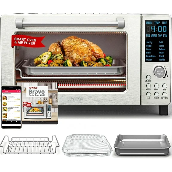 NuWave Bravo 21-Qt Toaster oven, 1800W New Oven & Air Fryer Combo, Convection Toaster Oven Countertop, Pizza, Large
