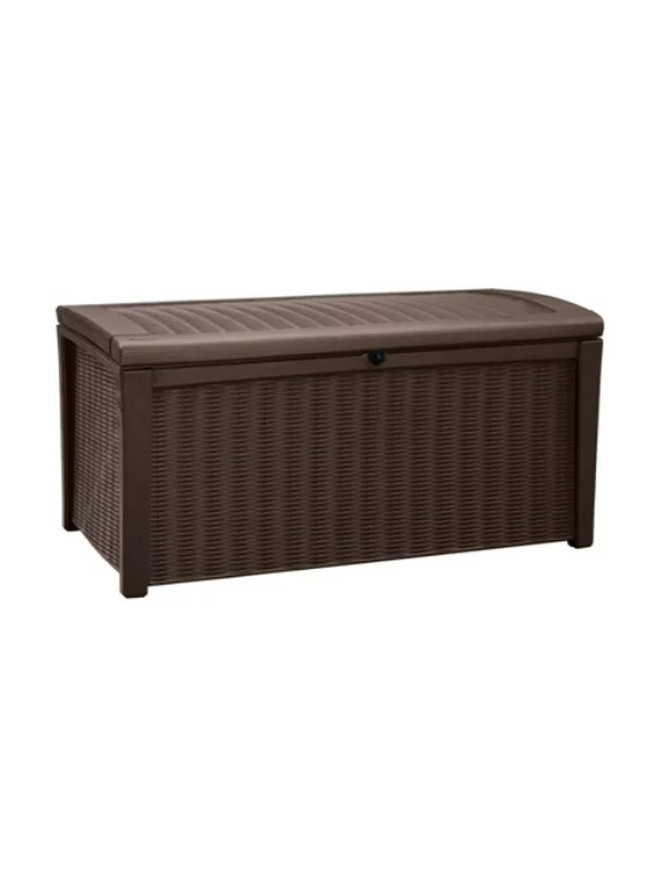 Keter Borneo Outdoor All-Weather 110 Gallon Plastic and Resin Deck Box, Brown