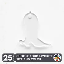 25 Units Acrylic Keychains Boot 1/8" Thick – Clear or Solid Color – (Size 2.5") Made in USA