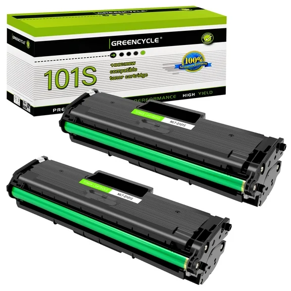 GREENCYCLE 2 Pack Compatible for Samsung MLT-D101S 101S Black Toner Cartridge Replacement with ML-2165 ML-2165W SCX-3400 SCX-3405W SCX-3405FW Printer