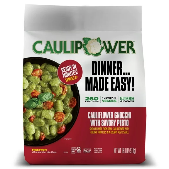 Caulipower Cauliflower Gluten-Free Gnocchi with Savory Thick Pesto, Frozen, 18 oz