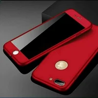 Dteck 360° Full Body Protective Slim Phone Case With Front Tempered Glass Screen Protector, For iPhone 6 6s, red