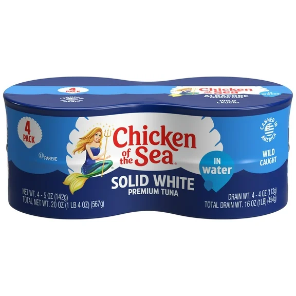 Chicken of the Sea Solid White Premium Albacore Tuna in Water 4 - 5 oz Cans