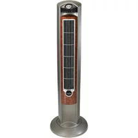 Lasko 42" Wind Curve 3-Speed Oscillating Tower Fan with Nighttime Setting and Remote Control, Model T42954, Gray/Woodgrain