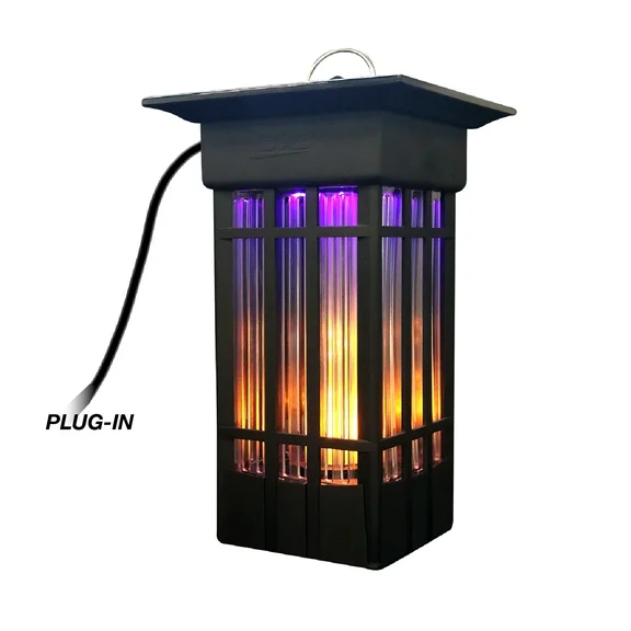 PIC® Decorative Flickering Flame Bug Zapper - 2 Acre Coverage, Weatherproof, Black