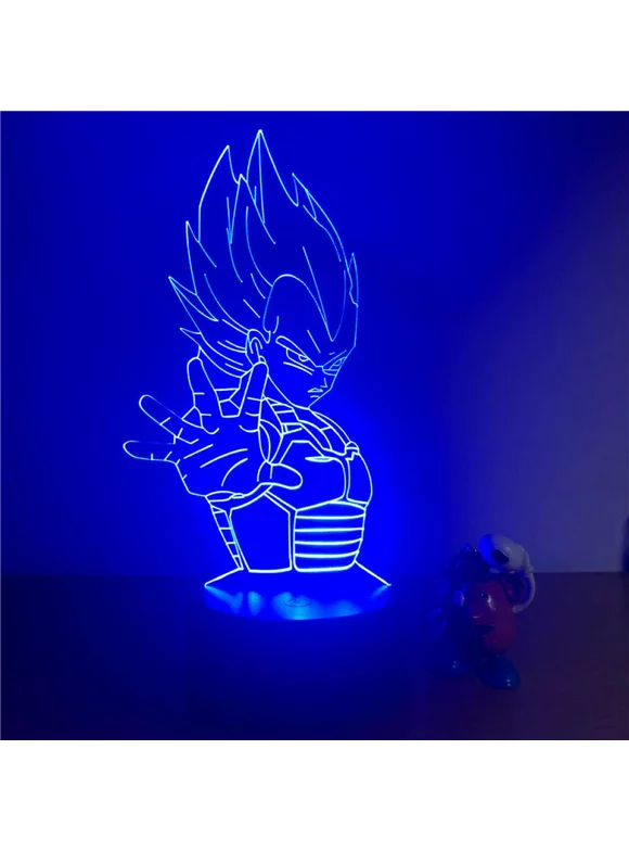 Children's 3D Night Light, Led Dragon Ball Z Vegeta Super Action Figure 7 Colors Touch Optical Illusion Table Lamp Home Decoration