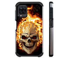 Compatible with Samsung Galaxy A12 Hybrid Fusion Guard Phone Case Cover (Skull Fire)