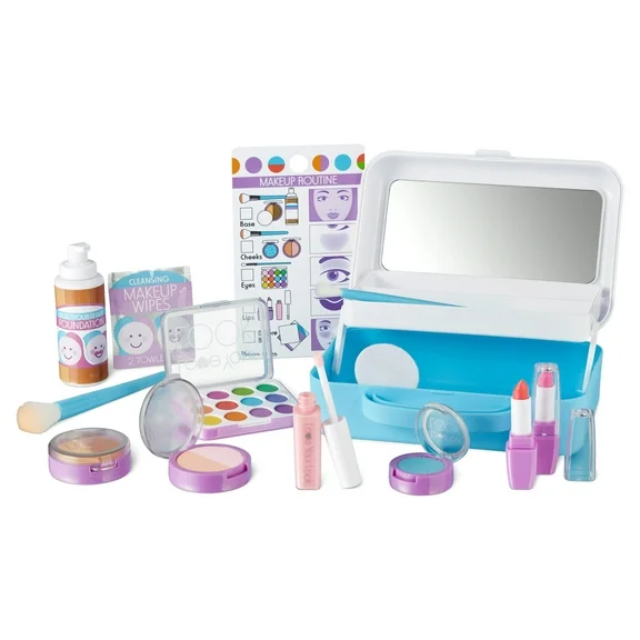 Melissa & Doug Love Your Look Pretend Makeup Kit Play Set – 16 Pieces for Mess-Free Pretend Makeup Play (DOES NOT CONTAIN REAL COSMETICS)