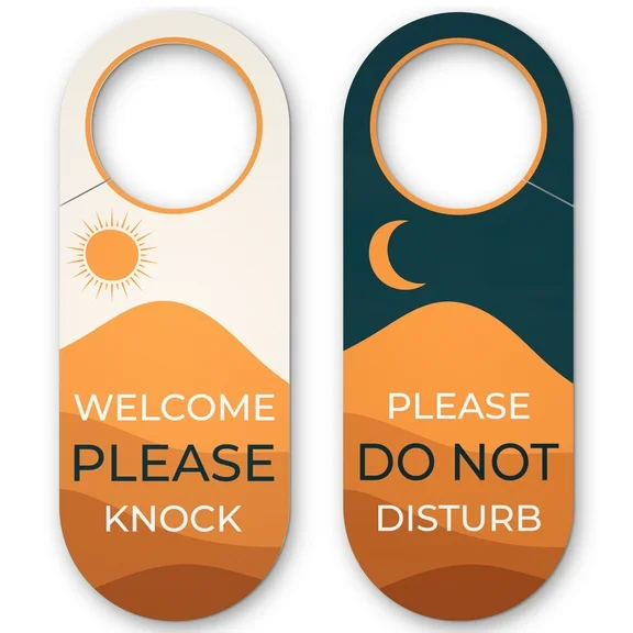 Assured Signs Do Not Disturb Door Hanger Sign | 9 by 3.5 inch | Blue / Orange | 2 Pack