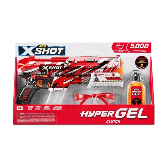 X-Shot Hyper Gel Clutch Blaster (5,000 Hyper Gel Pellets) by ZURU for Ages 14 